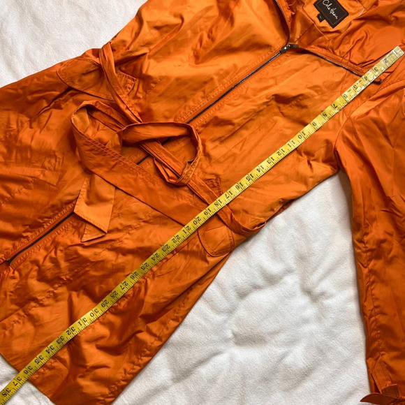 Cole Haan Orange Zip Up Lined Trench Coat-M - Picture 8 of 15